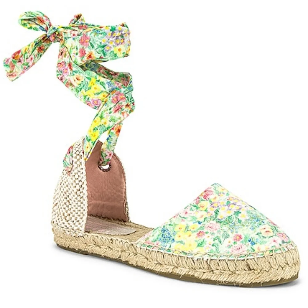 NWT LoveShackFancy Manebi Espadrilles Wrap Sandal Rainbow Skies